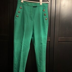 Zara Teal Straight Leg Pants with Button Detail